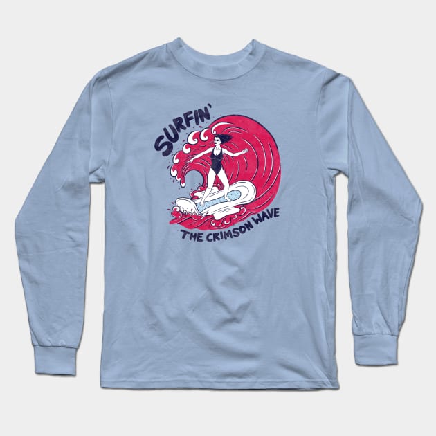 Surfin' the Crimson Wave Long Sleeve T-Shirt by classycreeps